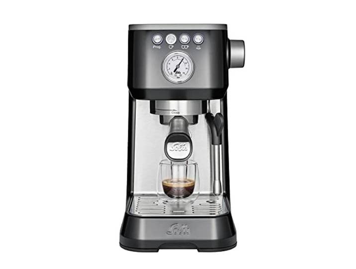 Solis Espressomaschine Barista Perfetta Plus 1170 - Siebträgermaschine - Manometer - Dampf-/Heißwasserdüse - Temperaturregler - 54 mm Siebträger - Doppelauslauf - Schwarz