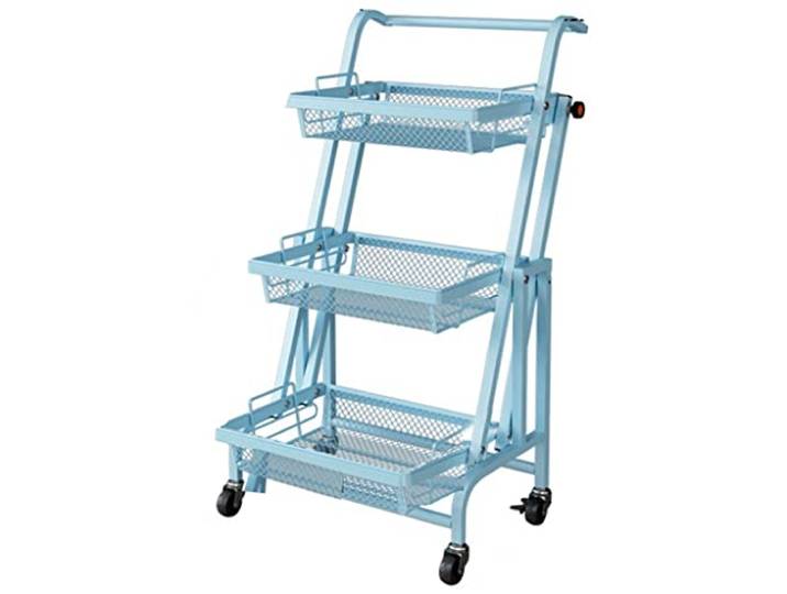 NFDVXCCA Regal, 3-stöckiger Metallwagen feststellbare Räder Haus Büro Küche Bad(/Blue)