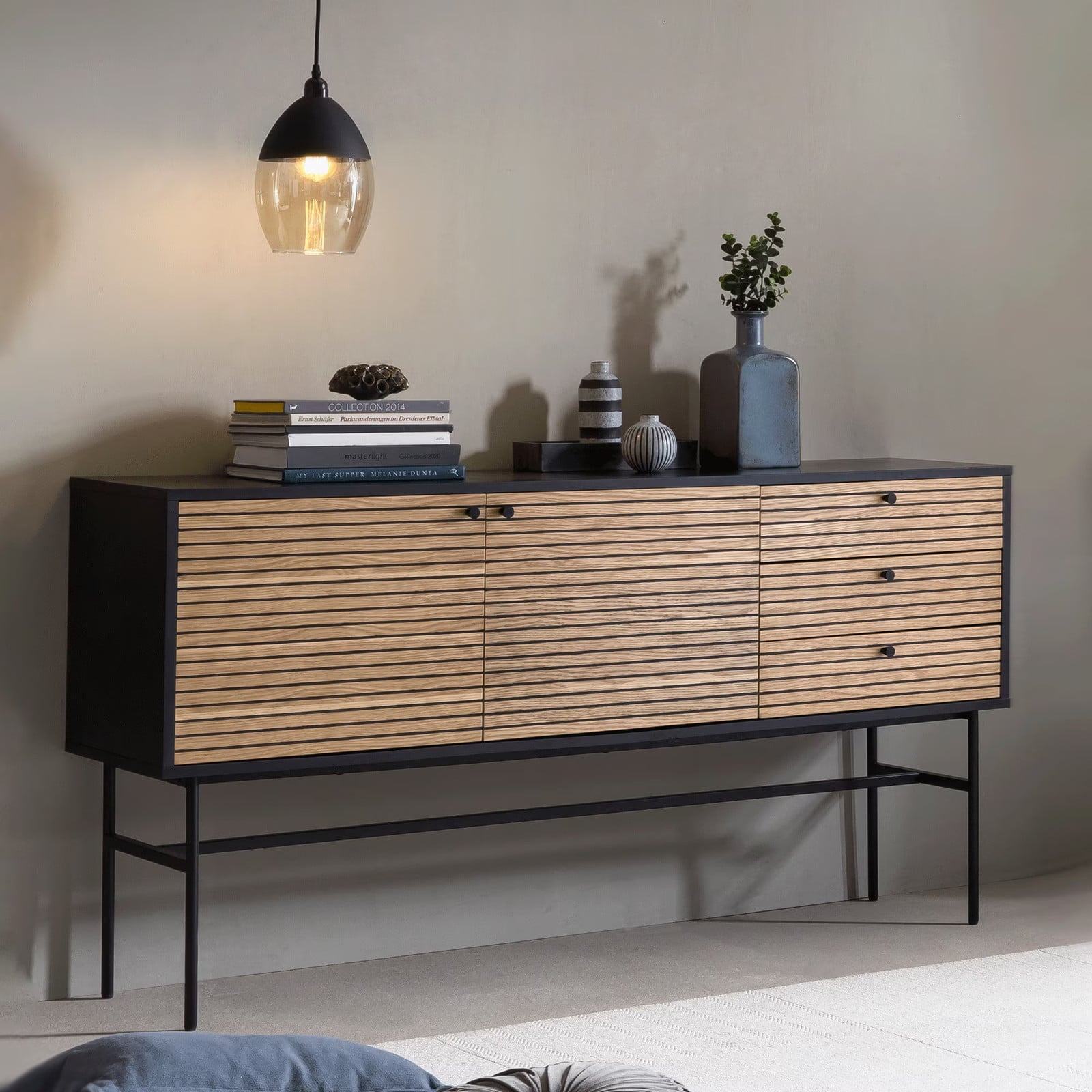 Artistiq Living Dressoir Sega Scandinavisch - Zwart - Breedte: 160 cm