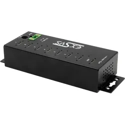 Exsys Managed USB 3.2 Gen 1 Hub 7-Port (USB-C, 7 Ports), Dockingstation + USB Hub, Schwarz