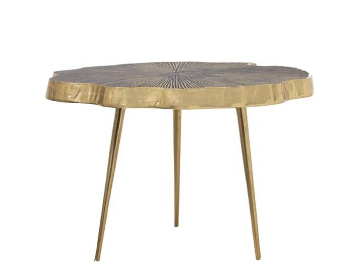 DRW Beistelltisch aus emailliertem Metall in Schwarz und Gold, 63 x 63 x 43 cm