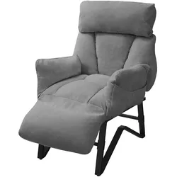ML-Design Relaxsessel Grau, verstellbarer Fernsehsessel mit Armlehnen, Fußstütze & Seitentaschen, Leinenbezug, gepolsterter Loungesessel Ohrensessel
