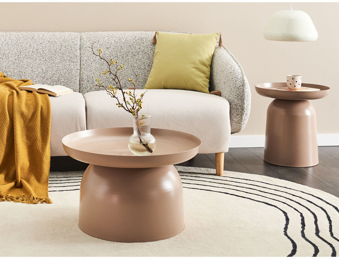 Metro Pedestal Coffee Table Beige 36cm H X 60cm W X 60cm D