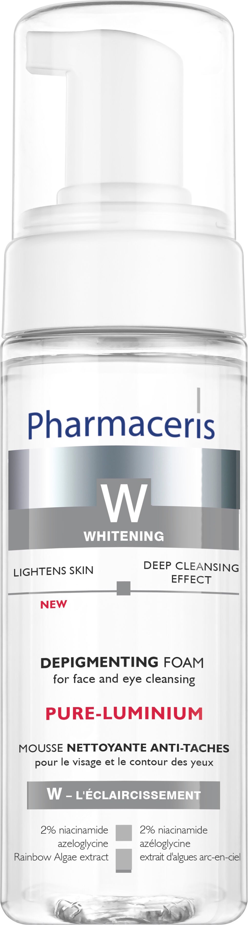 Pharmaceris W Whitening Pure-Luminum Lysnende renseskum til ansigt og øjenomgivelser 150 ml