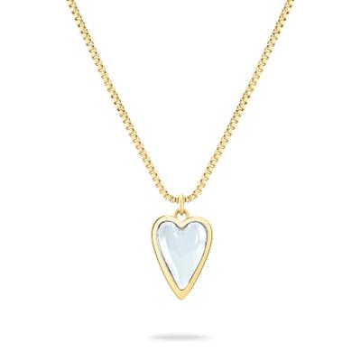 Kette mit Anhänger LIEBESKIND BERLIN "Schmuck Geschenk Edelstahl Halskette Glass Heart", gelbgoldfarben, transparent, Halsketten, Damen, Edelstahl, L: 45 B: 1,3mm, mit Glasstein, B:1,3mm