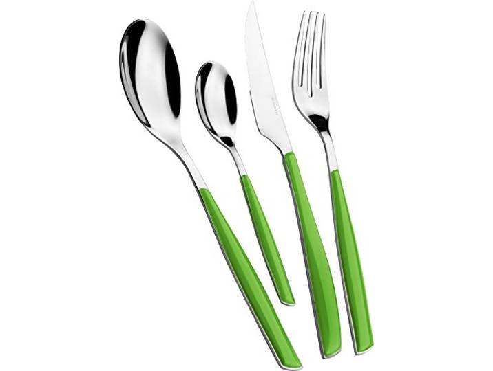 BUGATTI, Glamour, 24-teiliges Besteckset aus Edelstahl 18/10, 6-Personen-Besteckset bestehend aus 6 Löffeln, 6 Gabeln, 6 Messern und 6 Teelöffeln (Foliage Green)