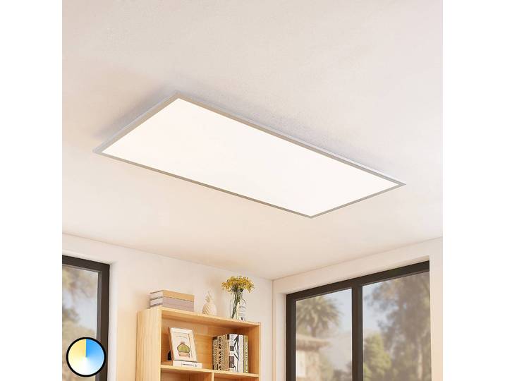 LED Panel Zento Lindby, dimmbar, alu / grau / zink, für Küche, Kunststoff, Modern, LED Panel
