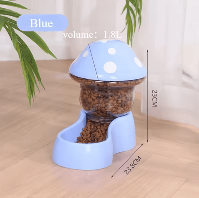 Inspire Curations MushroomFlow Automatic Pet Feeder & Water Dispenser Set blue Food