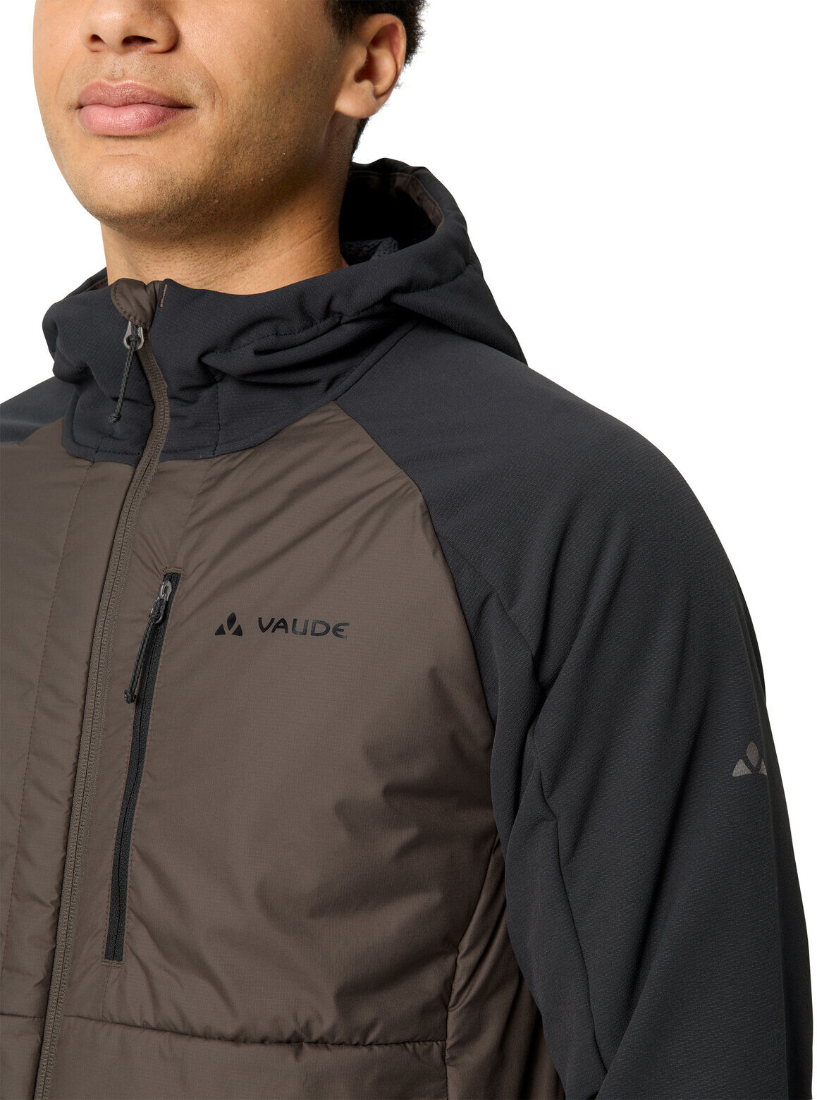 Outdoorjacke VAUDE "MEN'S ELOPE HYBRID JACKET II", Herren, Gr. S, braun (deer braun), Obermaterial: 100% Polyester. Futter: 100% Polyester, Jacken Outdoorjacke, für sportliche Aktivitäten und Wandertouren, wasserabweisend deer braun S