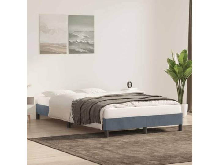 KTHLBRH Bettgestell dunkelgrau 120 x 210 cm Samt Lattenrost inklusive, stabile Beine, weicher Stoff, Einzelbettgestell