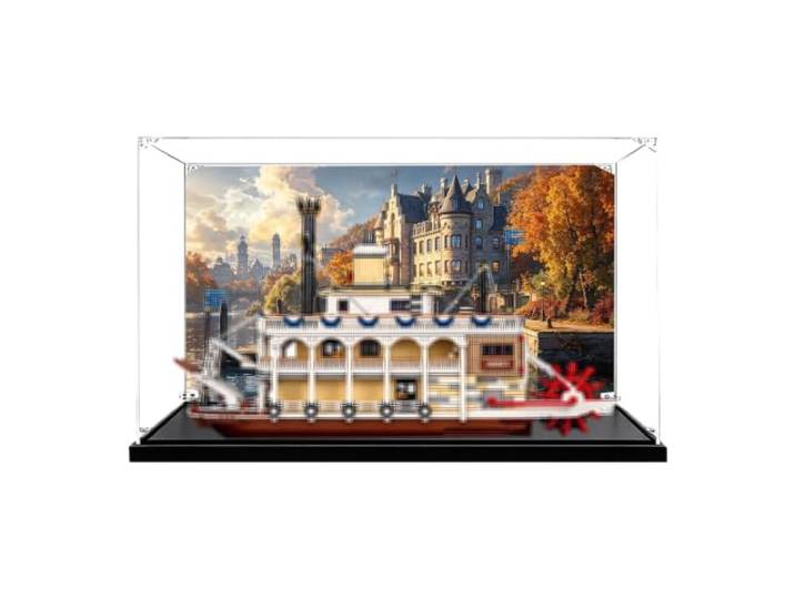 Vitrine kompatibel mit Le-go 21356 Dampfschiff-Sets (A) Staubdichte Vitrine Box, Heimaufbewahrung, kompatibel mit Le-go 21356 Dampfschiff (nur Box)