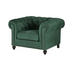 Primo Sessel  Chesterfield Stoff ¦ grün ¦ Maße (cm): B: 124 H: 80 T: 100.0