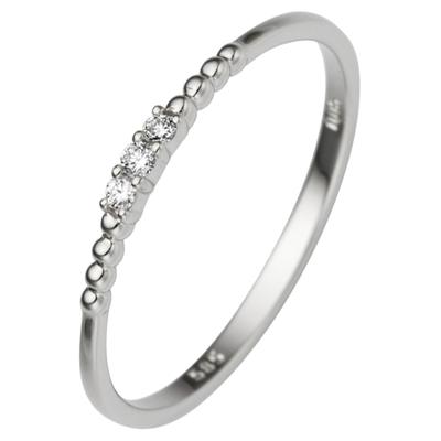 Diamantring JOBO Gr. 52, weiß (weißgold 585), Fingerringe, Damen, 52, SI = kleine Einschlüsse, Diamanten Weißgold 585, Diamanten, Weißgold 585, Diamantring, schmal 585 Weißgold mit 3 Diamanten