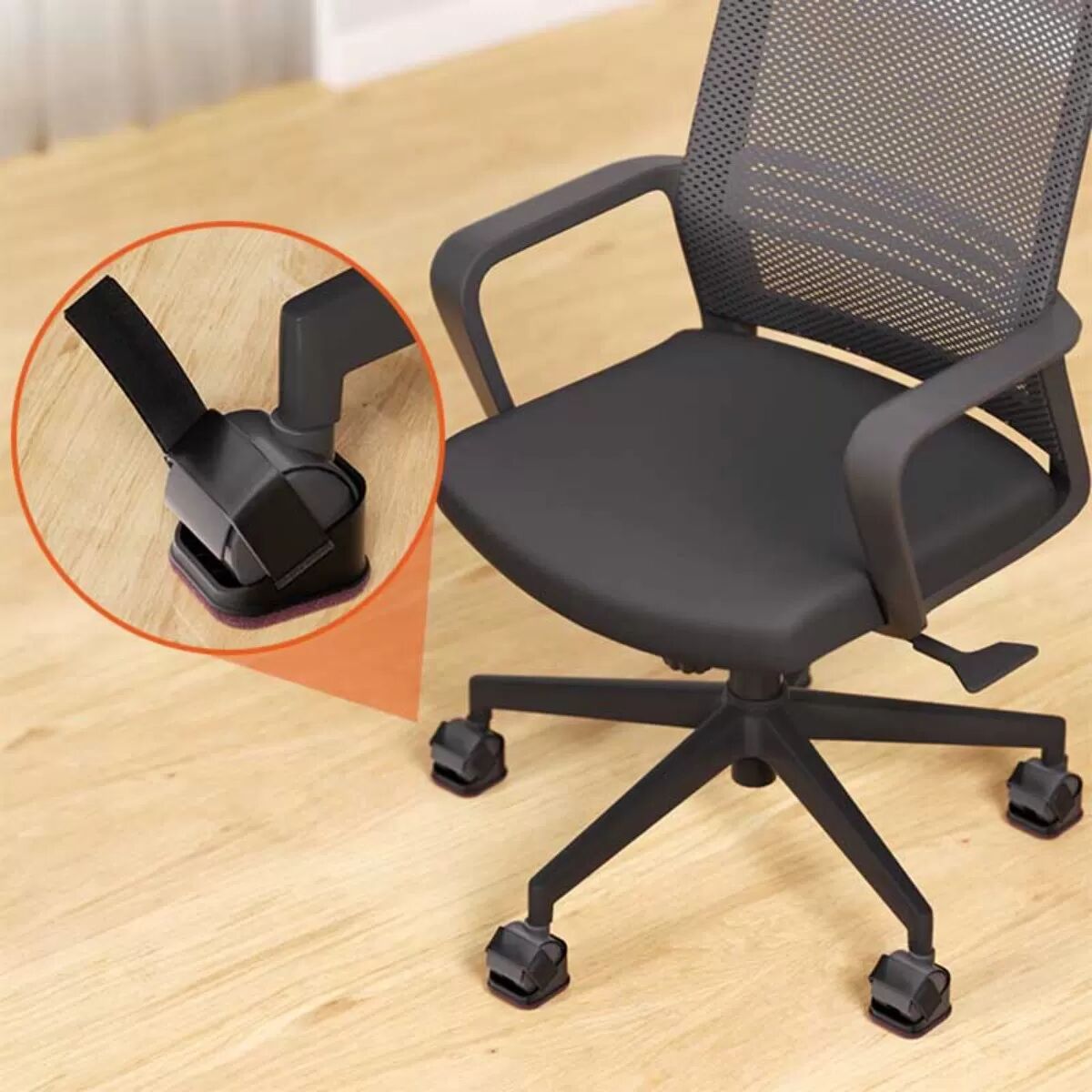 INF Schwarz-Braune Stuhlrollenstopper - Sichern Sie Ihre Bürostuhlrollen (5er-Pack)