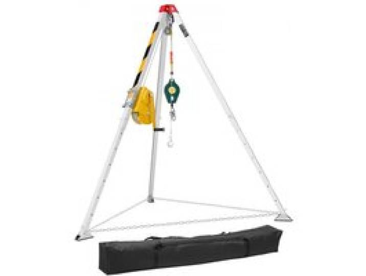 VEVOR Dreibein-Set für beengte Räumen, Rettungsdreibein mit Hebevorrichtung, 816 kg Winde, Rettungssystem 19,8 m Kabel, Rettungsstativ mit Absturzsicherung, 1,34–2,15 m Arbeitshöhe