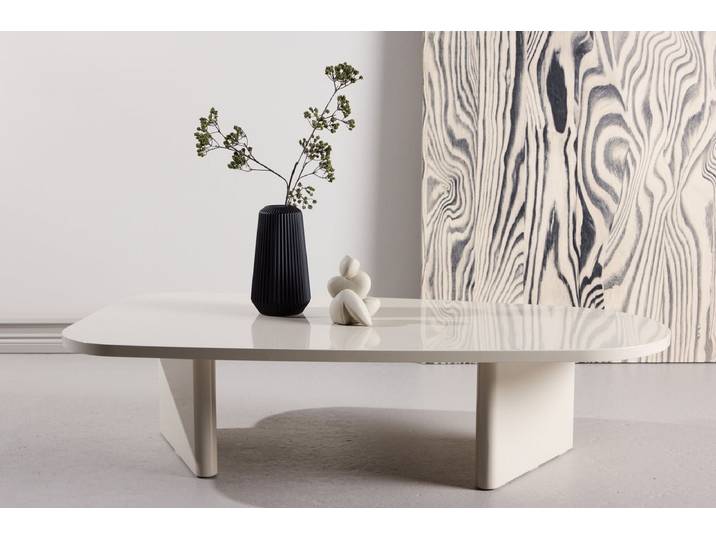 Couchtisch Evania in Beige - mit glänzender Oberfläche - Beige - Luxusbetten24
