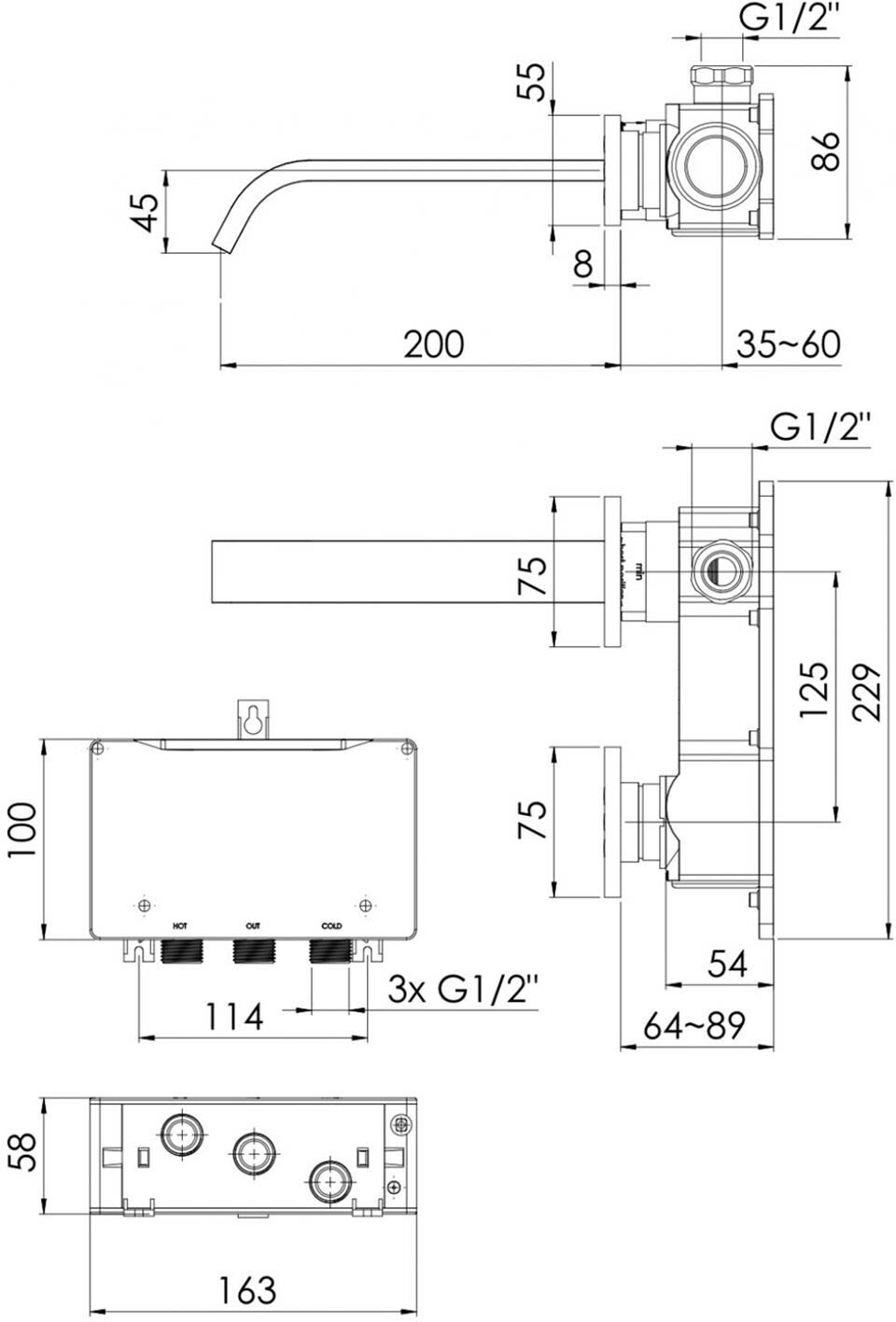 Steinberg Serie 135 Vollelektronische Wand-Waschtisch-Armatur