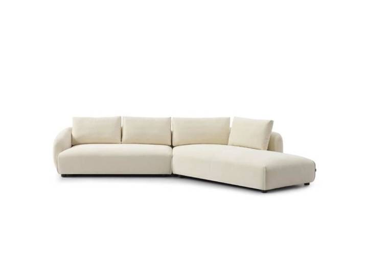 Canapé d'angle scandinave Isa - Livin24 - Blanc - 4 places - Chenille douce - Angle droit