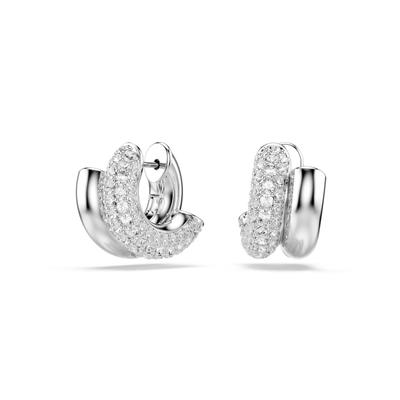 Paar Creolen SWAROVSKI "Schmuck Geschenk Dextera Ohrringe", silber (metallfarben, kristallweiß, kristallweiß), Ohrringe, Damen, Metall, mit Swarovski Kristall