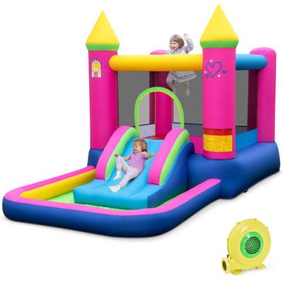 Costway Inflatable Bounce House 4-in-1 Kids Princess-themed Bouncer Blow-up Bouncy Castle with 480 Blower