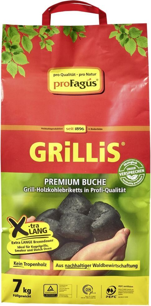 Weitere Profagus Buchengrillholzkohle-Briketts-Grillis 7 kg Beutel