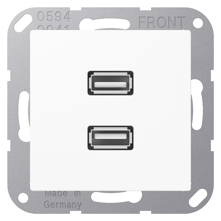 JUNG Multimedia-Anschluss aws 2 x USB m.Tragring MA A 1153 WW (MAA1153WW)
