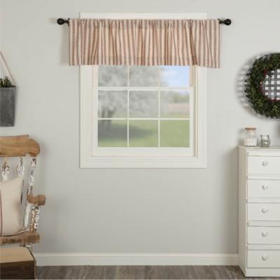 VHC Brands Market Place Red Ticking Stripe Valance