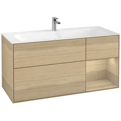 Villeroy und Boch Finion Waschtischunterschrank G070PCPC 119,6x59,1cm, Emotion, Regal rechts Oak Veneer, Oak Veneer
