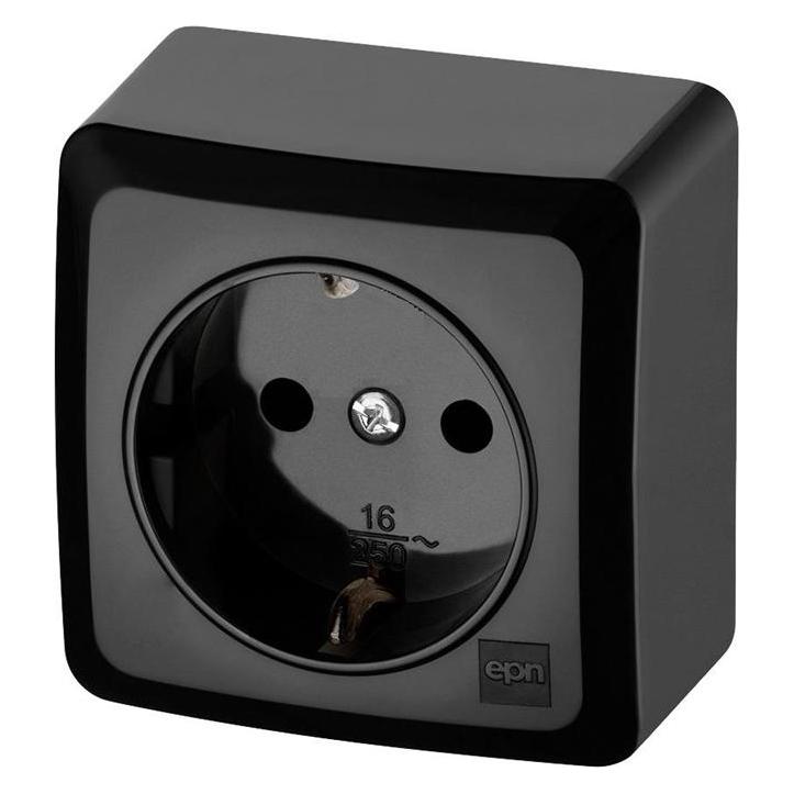 Elektro-Plast Schuko Surface Socket Black (46988713)
