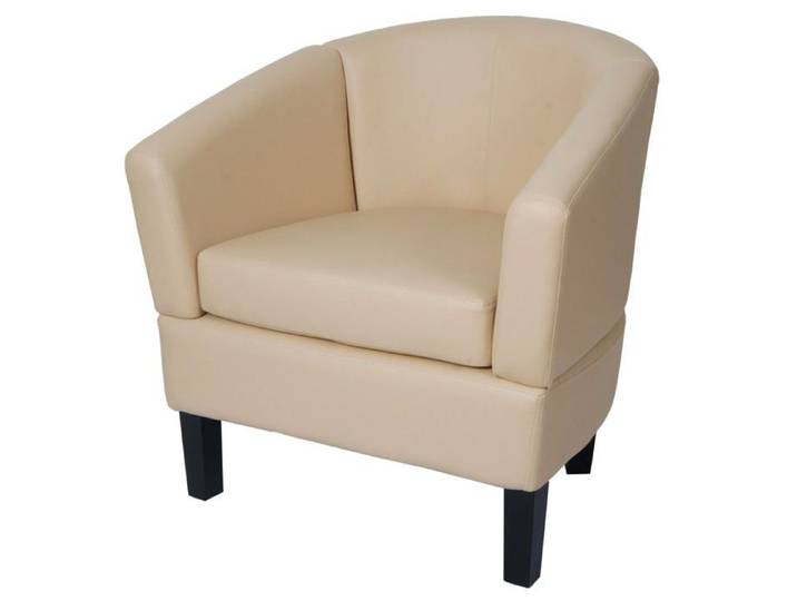 Fauteuil club deco moderne 72 x 72 x 60 cm assise ergonomique finition soignee en PU creme 04_0009563