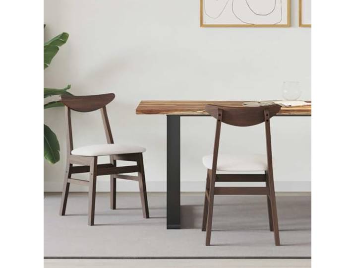 UYPTERF Esszimmerstühle 2 STK. Massives Gummiholz Hellbraun Modernes minimalistisches Design, solide Gummibaum-Konstruktion, quadratische Beine, leicht zu reinigen
