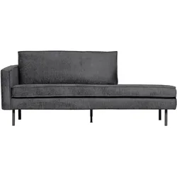 Daybed Rodeo aus Struktursamt, modern und gepolstert, links, dunkelgrau Mountain