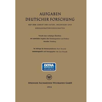 Aufgaben Deutscher Forschung, Taschenbuch von Leo Brandt,Karl Arnold, VS Verlag für Sozialwissenschaften, 978-3-663-03057-7
