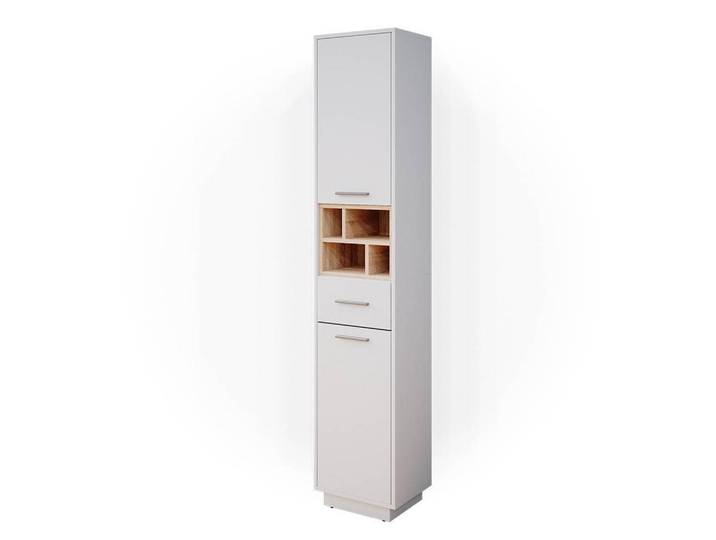 Vicco Badschrank Beatrice Weiß 38 x 190 cm, Holzwerkstoff, Rechteckig, 38x190x30 cm, Badezimmer, Badezimmerschränke, Hochschränke