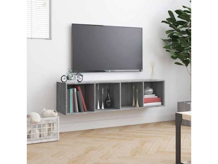 Bibliothèque/Meuble TV élégant - ECOHOME - bois d'ingénierie - sonoma gris - 143 x 30 x 36 cm - 4 compartiments - Montage facile@876