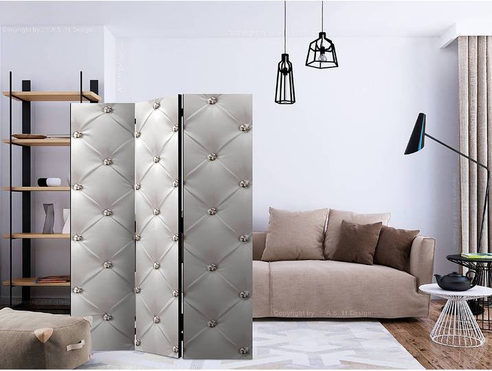 Paravent White Elegance Akustik Vlies auf Massivholz Weiß 135 x 172cm