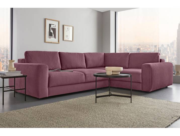 Ecksofa HOME AFFAIRE Bloomfield, Mega Polsterecke, Breite 289cm, viel Platz, L-Form , rosa (altrosa), B:289cm H:84cm T:209cm, 100% Polyester, Sofas, Ecksofa, In verschiedenen Grössen