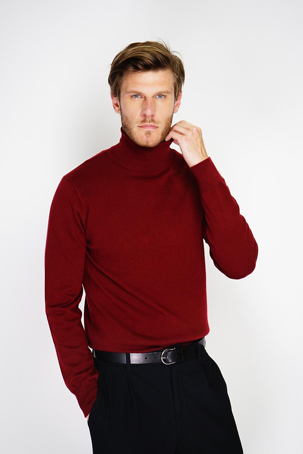 William de Faye – Rollkragenpullover – Weinrot