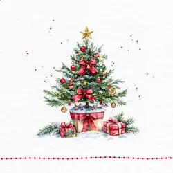 ti-flair 20 Servietten Papier 33x33cm 3-lagig - hochwertige Einweg Papierservietten mit Weihnachtsbaum Motiv - klassisch & festlich - Weihnachtsservietten