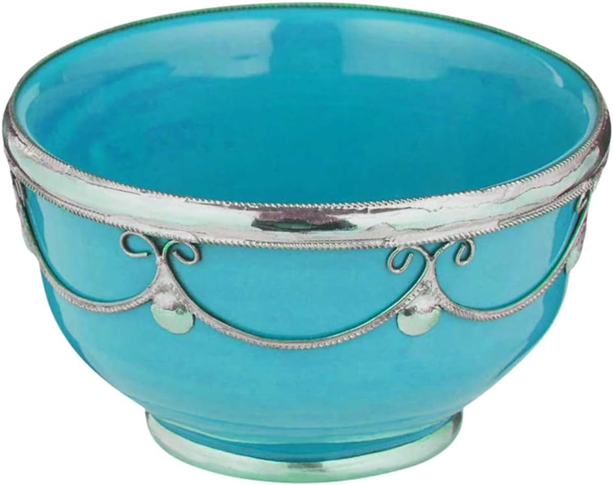 Blauwe handgemaakte keramische oosterse schaal voor decoratie en serveren - Diameter: 11 cm