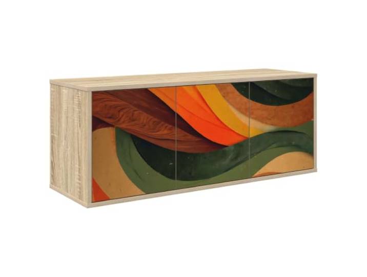 GKMBCVDFR Wandmontierter TV-Schrank BONN 102 x 33 x 40 cm Sonoma-Eiche Holzwerkstoff, wandmontiert, viel Stauraum, dekoratives Muster, pflegeleicht