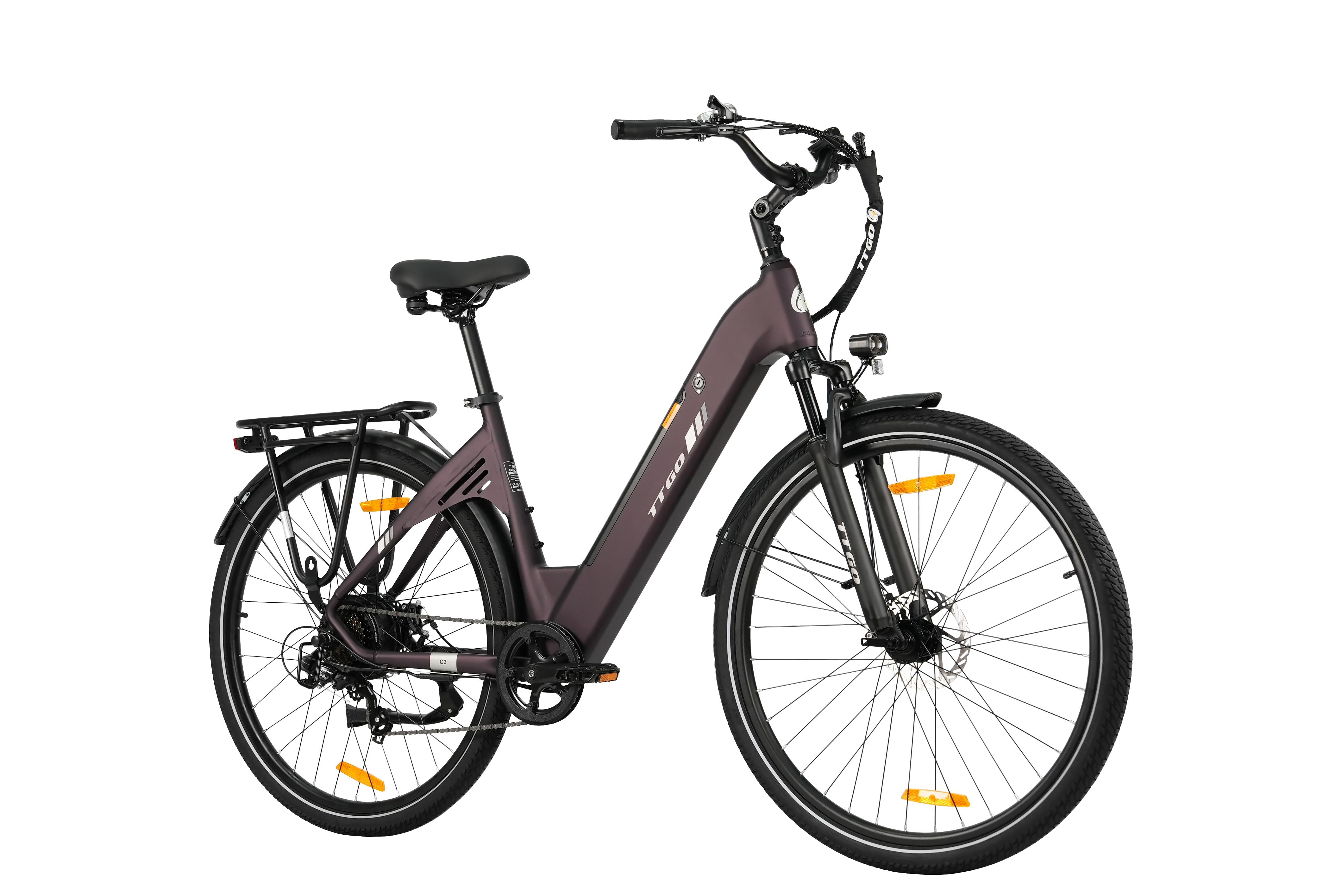 TTGO C3 SE E-Bike 28" Aluminiumlegierungsrahmen 36V18AH Akku Shimano 7-Gang-Schaltung 80KM-120KM Max. Reichweite Lila