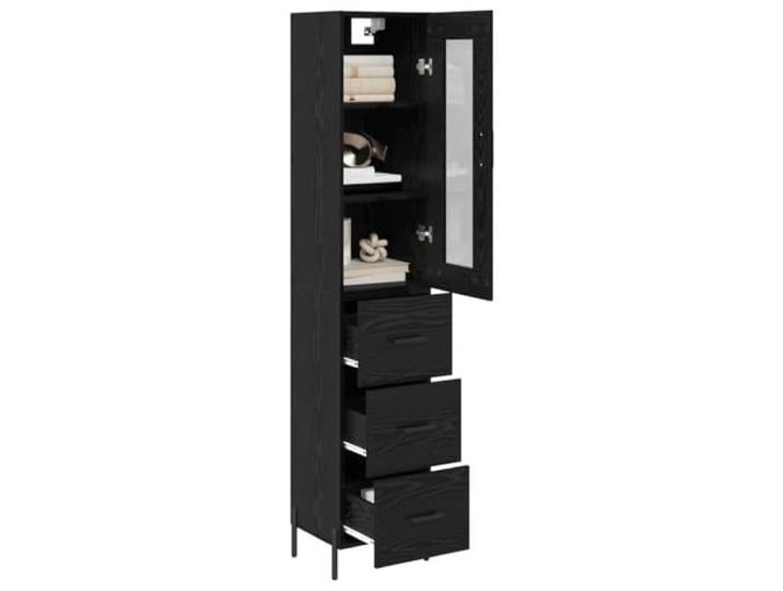 KTHLBRH Sideboard Eiche schwarz 34,5 x 34 x 180 cm Holz mehrschichtig Mit 1 Tür, mit Schublade, Montage erforderlich, für Küche oder Esszimmer