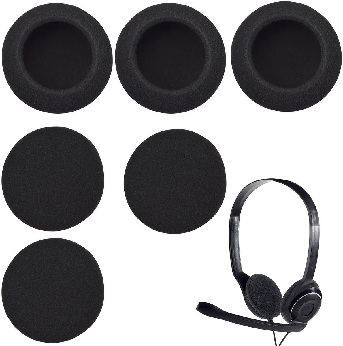 6 stuks ronde schuimrubberen oorkussens 55 mm