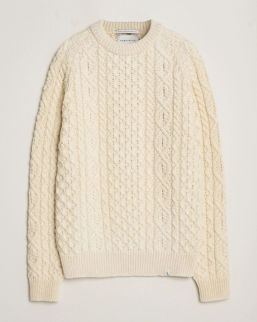 Peregrine Hudson Wool Aran Knitted Jumper Ecru
