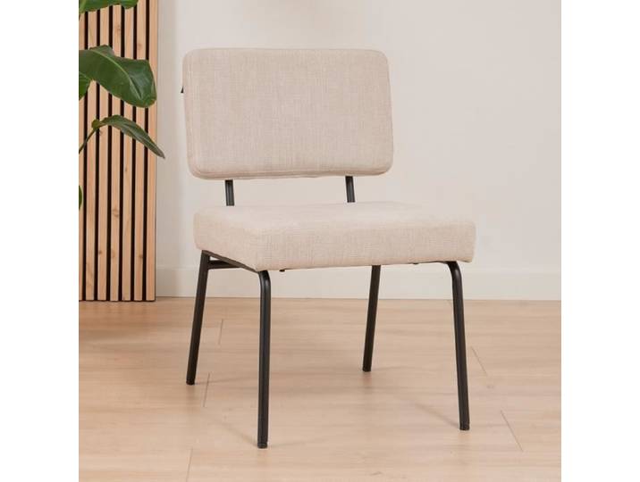 Chaise de salle à manger scandinave - Livin24 - Espen - Tissu recyclé - Beige