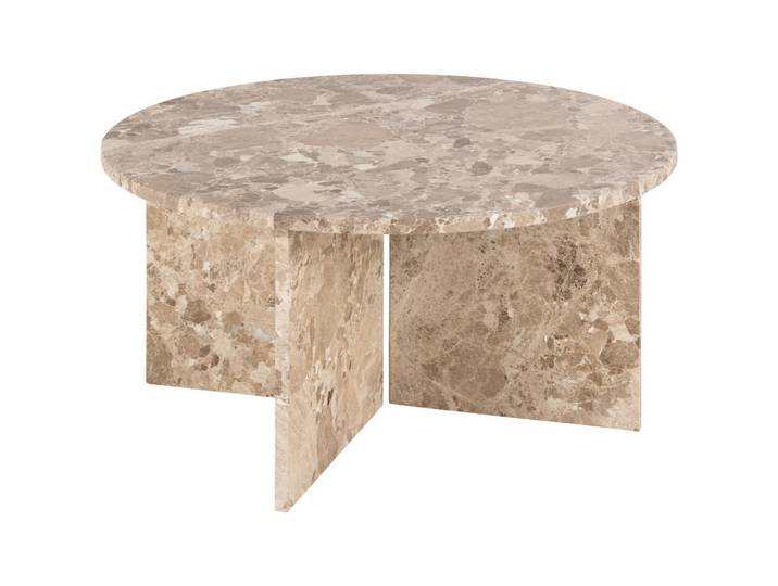 Mid.you Couchtisch, Braun, Stein, rund, X-Form, 90x42x90 cm, Wohnzimmer, Wohnzimmertische, Couchtische, Couchtische Marmor