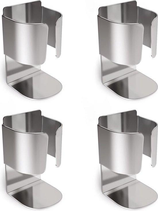 3M Set van 4 Zelfklevende Tandenborstelhouders van Roestvrij Staal voor Badkamer en Keuken
