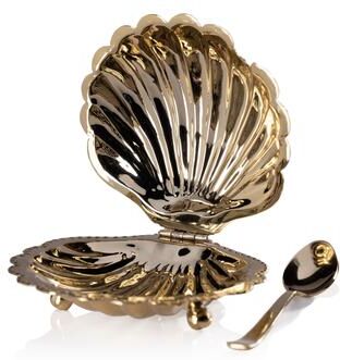 Zodax Cap Ferrat Fan Shell Lidded Bowl w/ Spoon