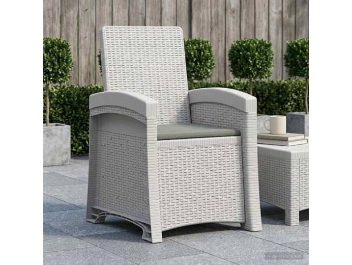 YUTAASU Liegesessel Garten Rattan-Optik Weiß Hellgrau PP 3-fach verstellbare Rückenlehne, Wetterbeständig, Stabiler Rahmen, Ideal für Terrasse Balkon